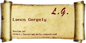 Lencs Gergely névjegykártya